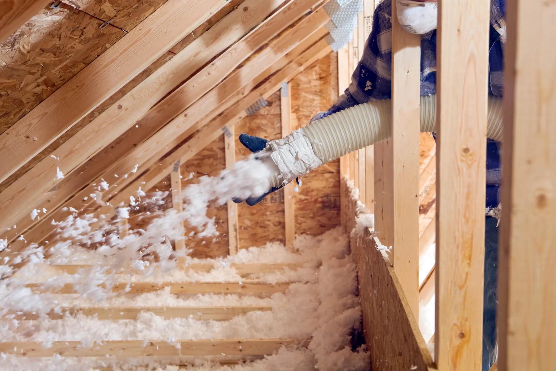 Spray foam applied inside wood framing