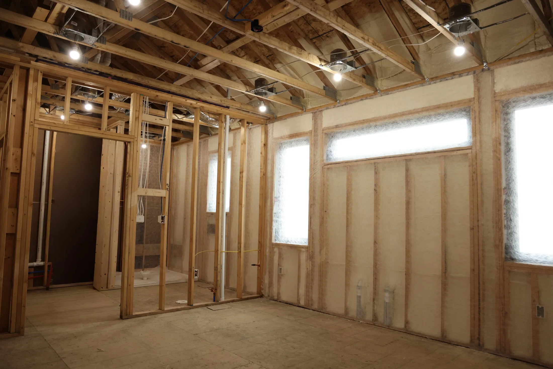 Framed interior before insulation