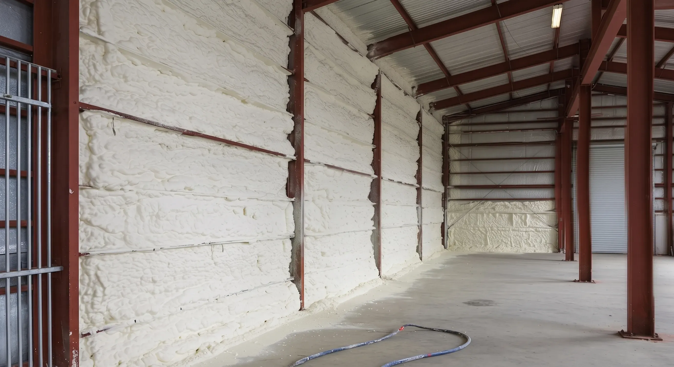 Commercial spray foam installed inside a metal structure